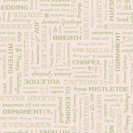Home Town Holiday - Holiday Words Latte - Everything Fabric
