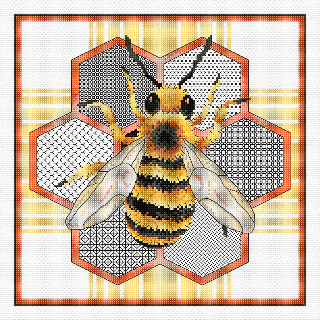 Honey Bee Blackwork Cross Stitch Pattern by Country Threads