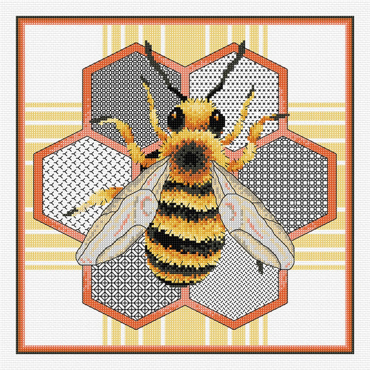 Honey Bee Blackwork Cross Stitch Pattern by Country Threads