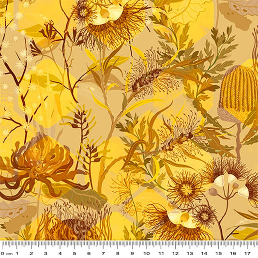 Honeycomb Harmony - Australian Wildflower Brown - Everything Fabric