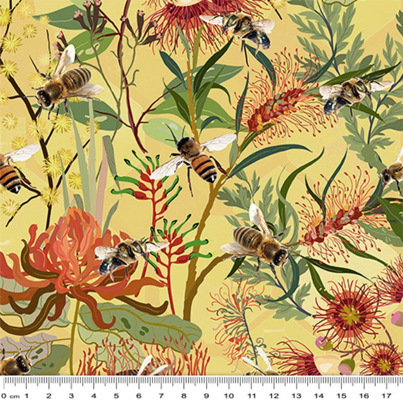 Honeycomb Harmony - Native Bees & Flowers - Everything Fabric