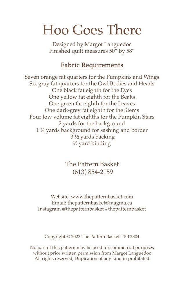Hoo Goes There Quilt Pattern - Everything Fabric