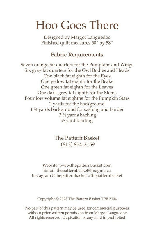 Hoo Goes There Quilt Pattern - Everything Fabric