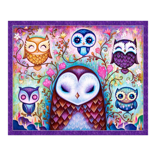 Hootie Patootie - OWL Family Panel - Everything Fabric