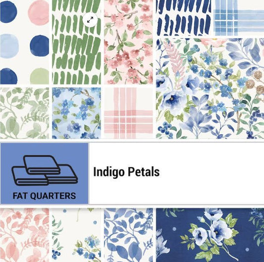 Indigo Petals - FQ Bundle 16pc - Everything Fabric