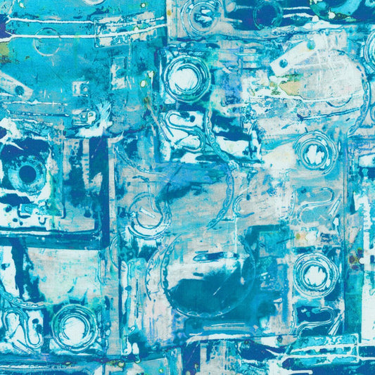 Industrial Imprints - Metal Objects Cerulean - Everything Fabric