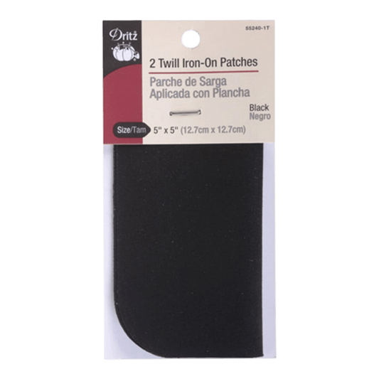Iron on Patch Black 5in x 5in 2ct - Everything Fabric