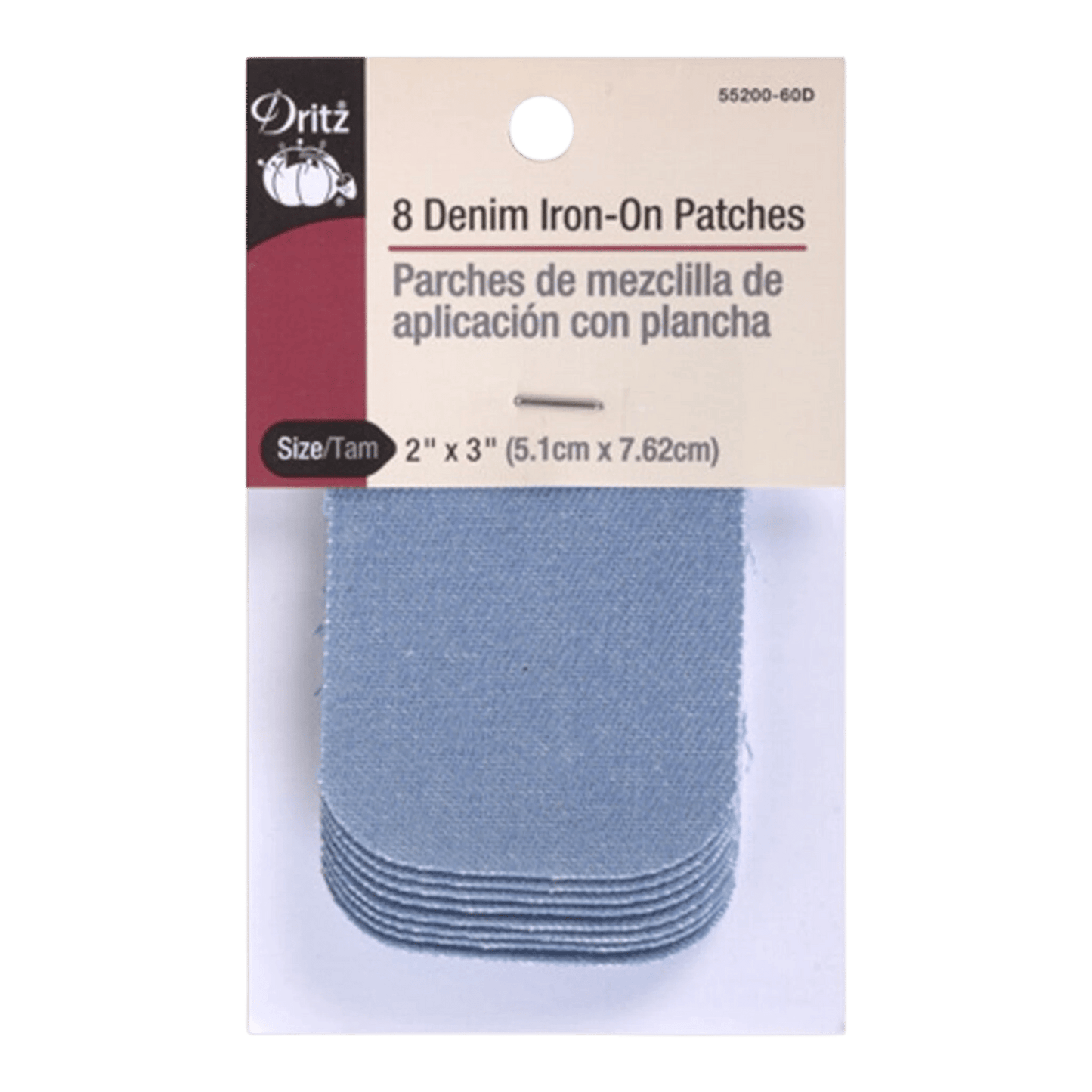 Iron on Patch Denim Faded Blue 2in x 3in 8ct - Dritz - Everything Fabric