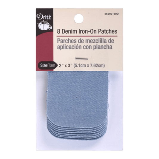 Iron on Patch Denim Faded Blue 2in x 3in 8ct - Dritz - Everything Fabric