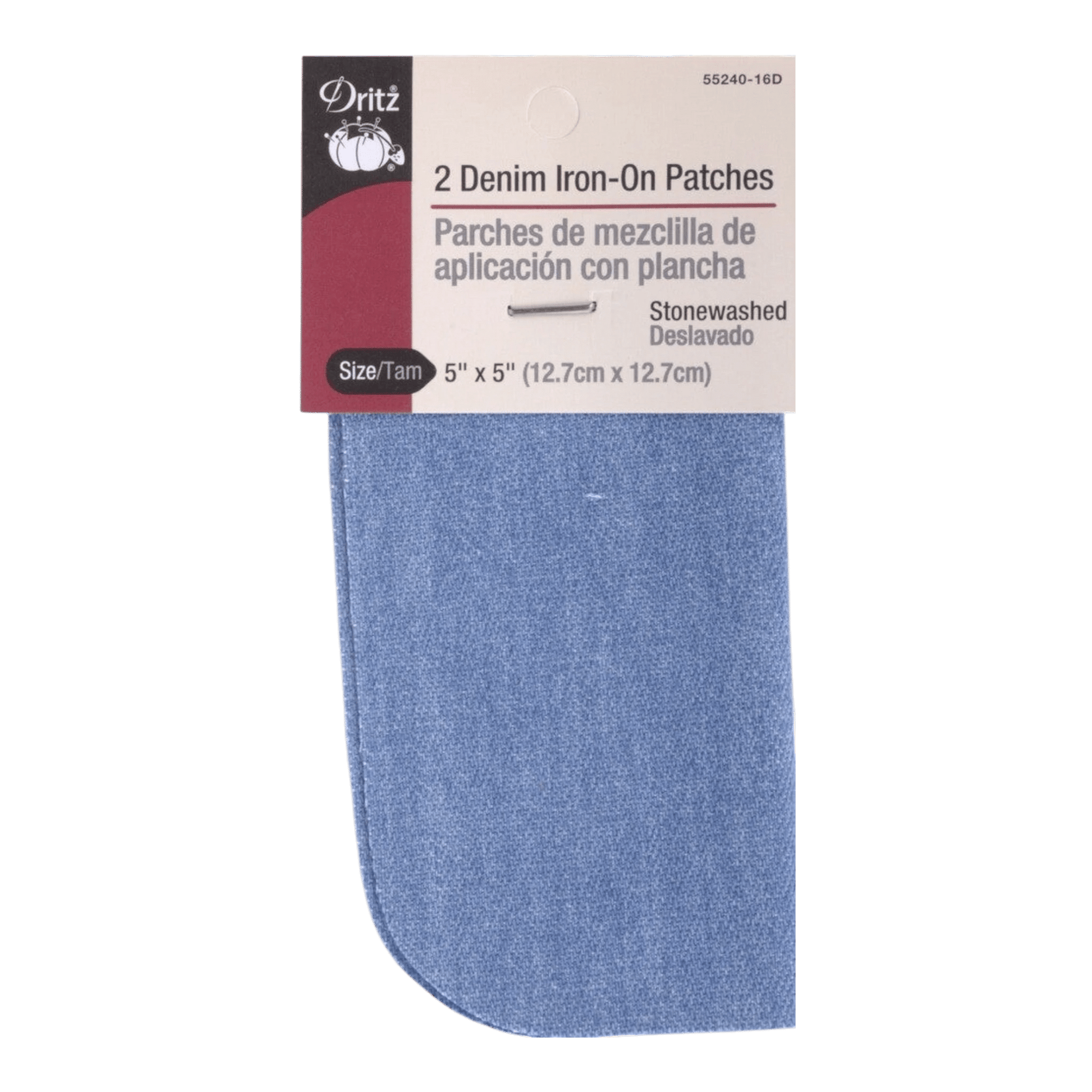 Iron on Patch Stonewashed Denim 5 x 5in 2ct - Everything Fabric