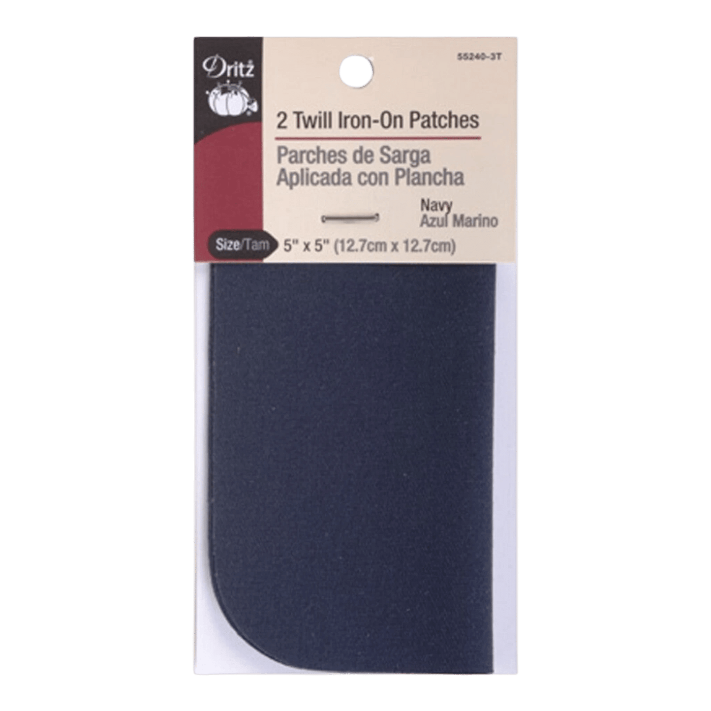 Iron on Twill Patches Navy 5 x 5in 2ct - Everything Fabric