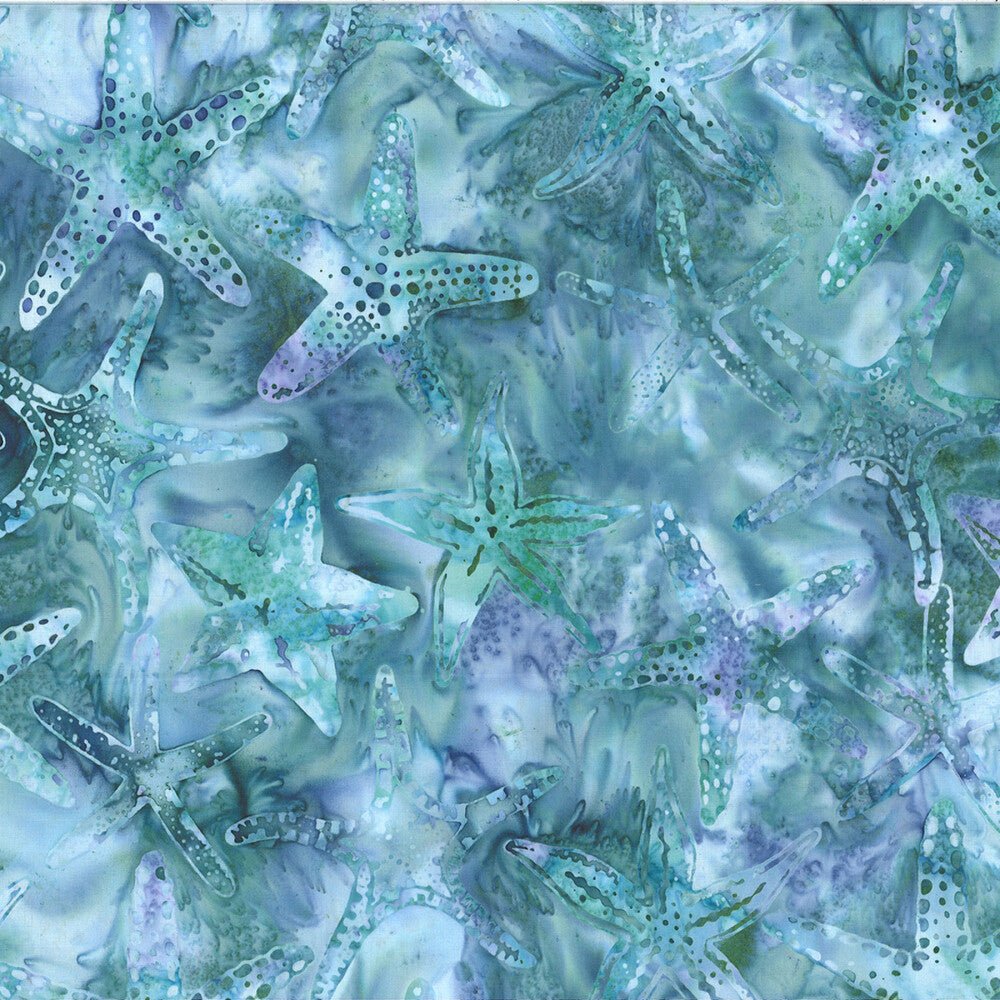 Jelly Fish Batik - Starfish Aquamarine - Everything Fabric