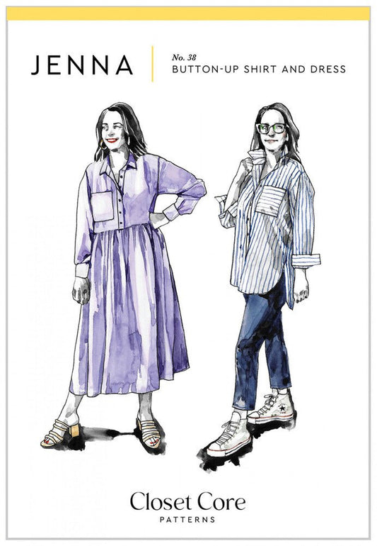 Jenna Button Up Shirt and Dress Pattern - Everything Fabric