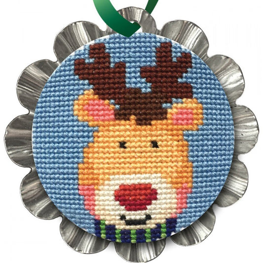 Jolly Reindeer Tin CROSS STITCH Kit - Everything Fabric