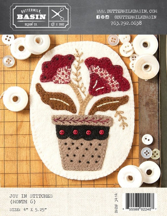 JOY in Stitches Wool Embroidery Pattern - Flower Pot - Everything Fabric