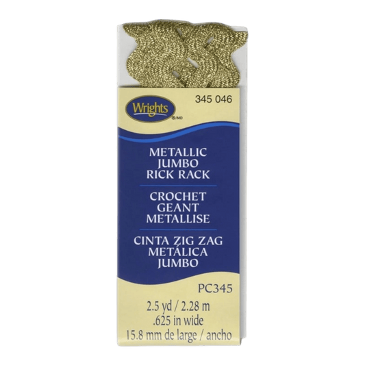 Jumbo Rick Rack Metallic Gold - Everything Fabric