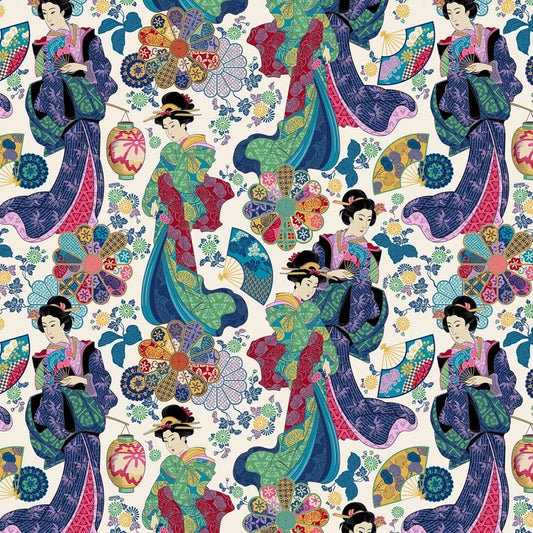 Kamakura Sisters - Cream Floating Worlds - Everything Fabric