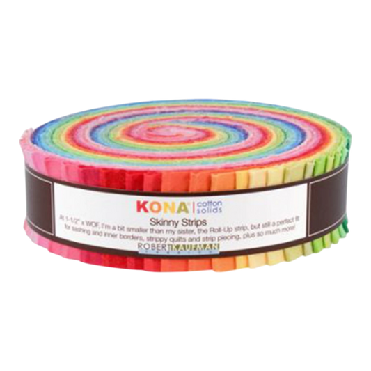Kona Cotton Solids Skinny Strips Bright Colorway 1 1/2 -41pc for patchwork, quilting and sewing