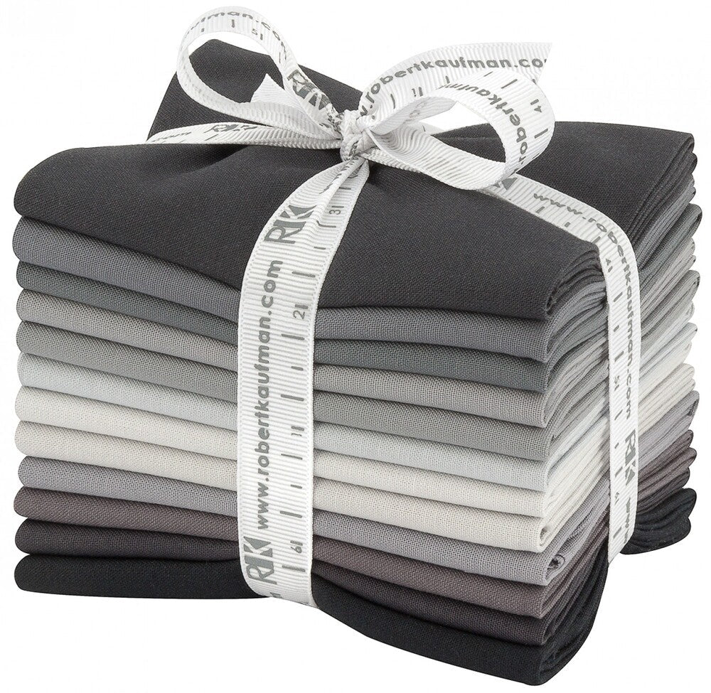 Kona Cotton Solids FQ Bundle - Stormy Skies - 12pc - Everything Fabric