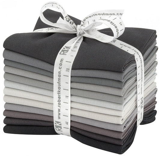 Kona Cotton Solids FQ Bundle - Stormy Skies - 12pc - Everything Fabric