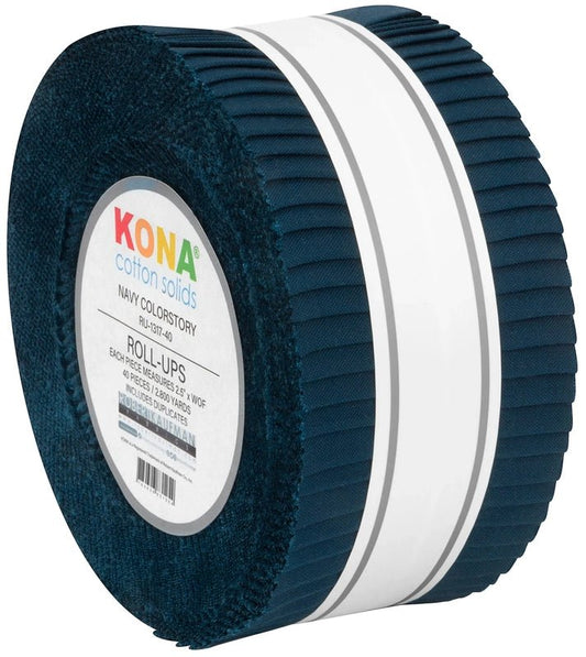 Kona Navy - 2.5 in Strip Roll by Robert Kaufman - 40 pc - Everything Fabric