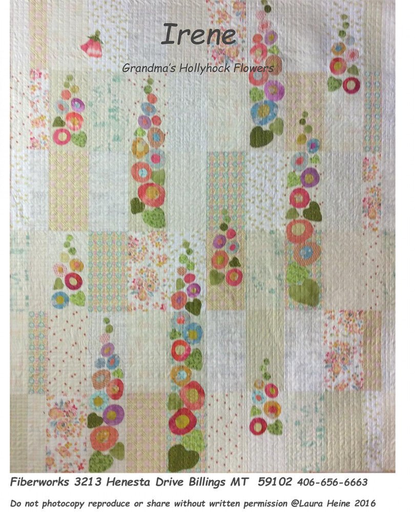 Laura Heine Irene Grandmothers Hollyhock Flowers Pattern - Everything Fabric
