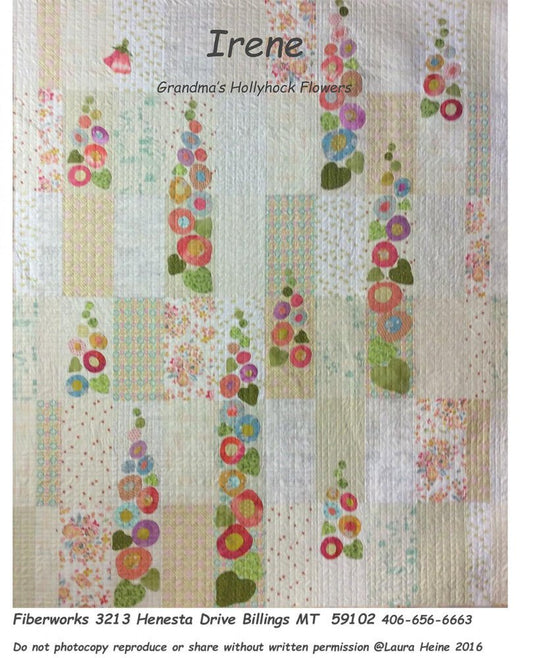 Laura Heine Irene Grandmothers Hollyhock Flowers Pattern - Everything Fabric