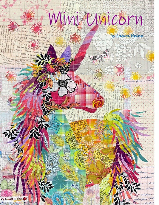 Laura Heine Mini Unicorn Collage Pattern - Everything Fabric