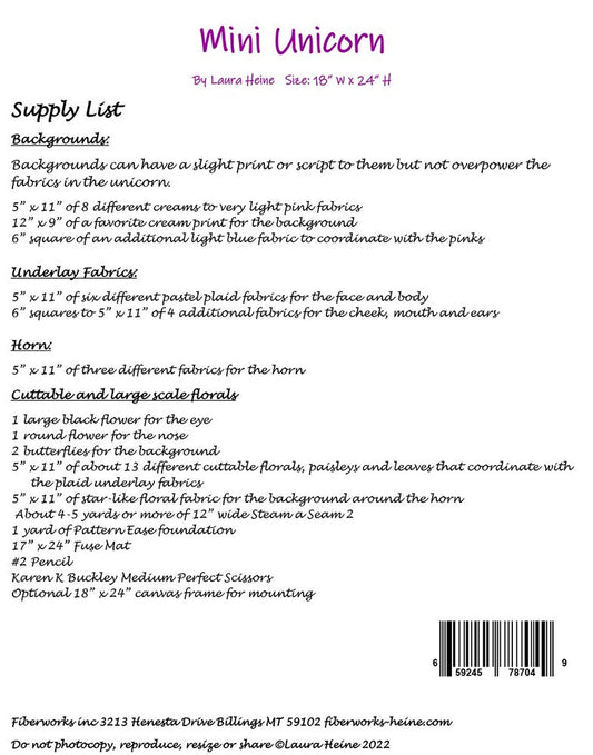 Laura Heine Mini Unicorn Collage Pattern - Everything Fabric