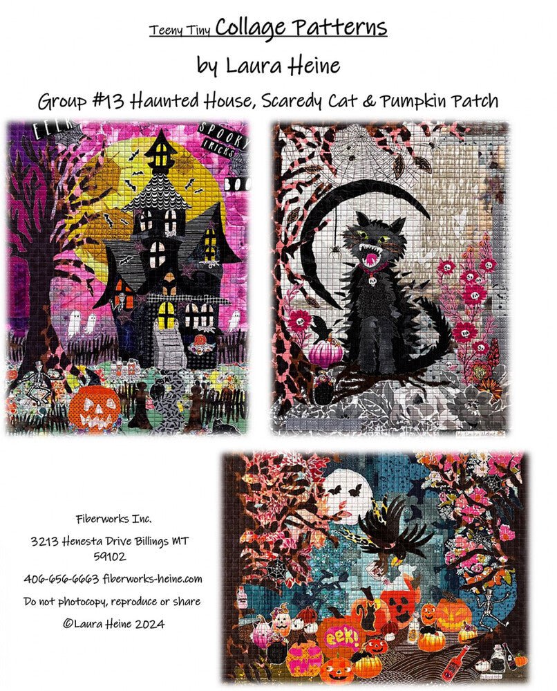 Laura Heine Teeny Tiny Group 13 Haunted House, Scaredy Cat & Pumpkin Patch - Everything Fabric