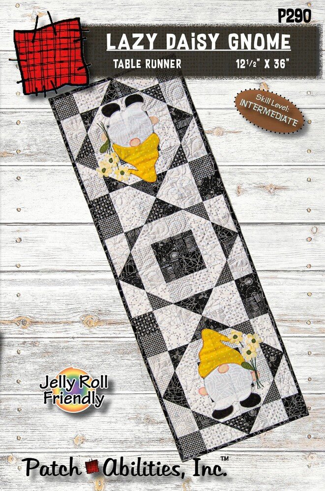 Lazy Daisy Gnome Applique Table Runner Pattern - Everything Fabric
