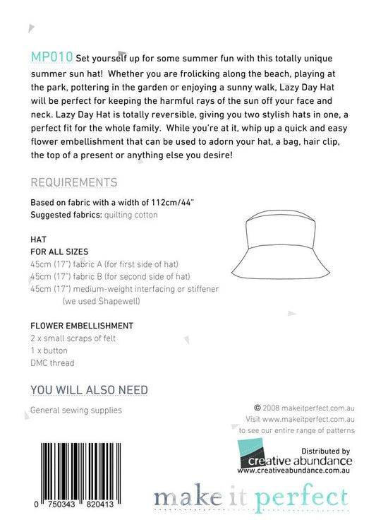 Lazy Day Hat Pattern - Everything Fabric