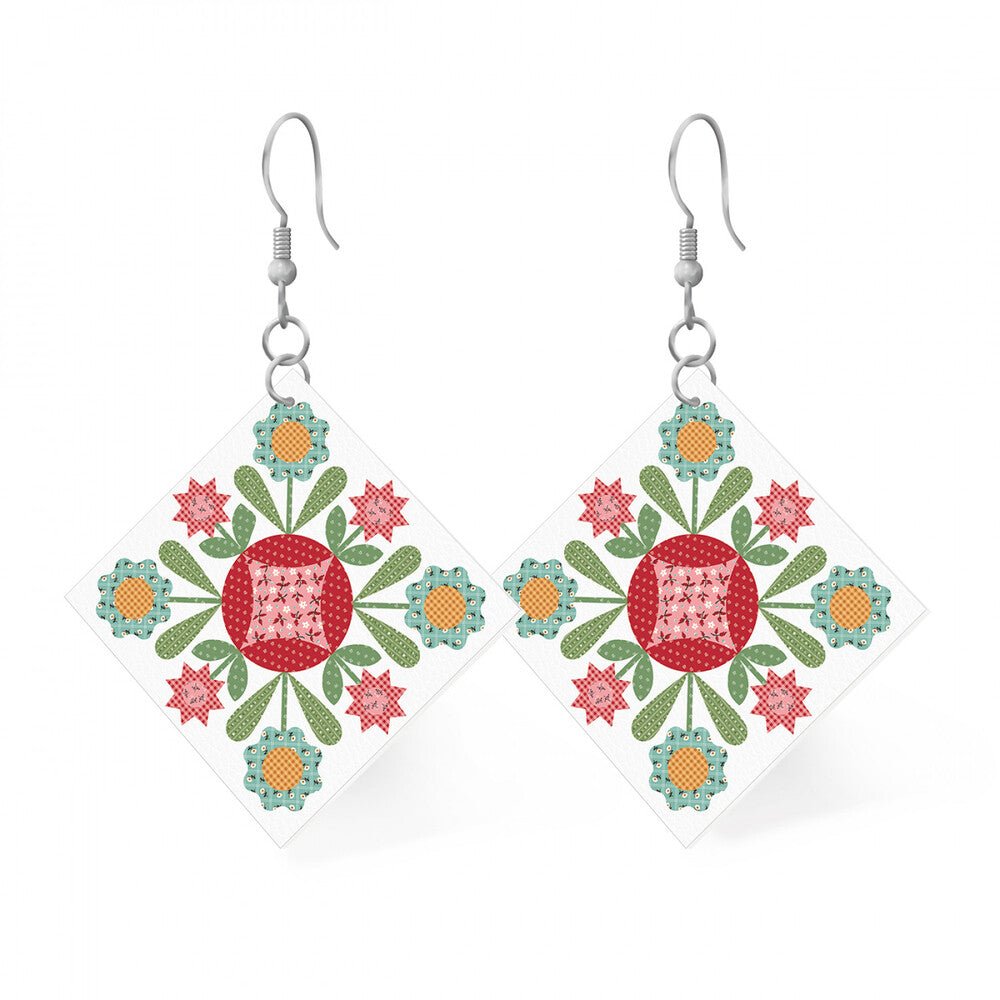 Leather Square Earrings Prairie - Everything Fabric