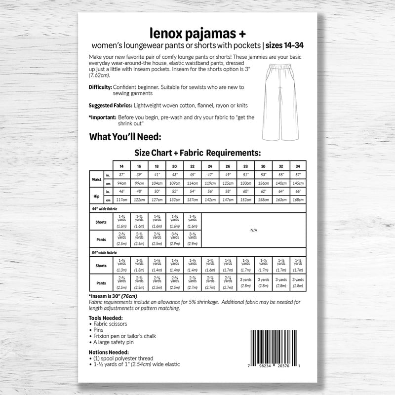 Lenox Pajamas Plus Pattern - Everything Fabric