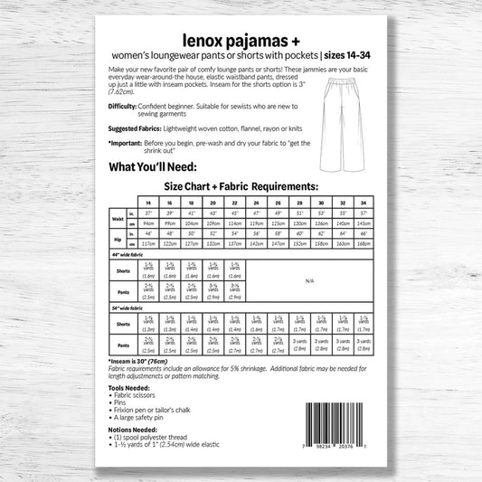 Lenox Pajamas Plus Pattern - Everything Fabric