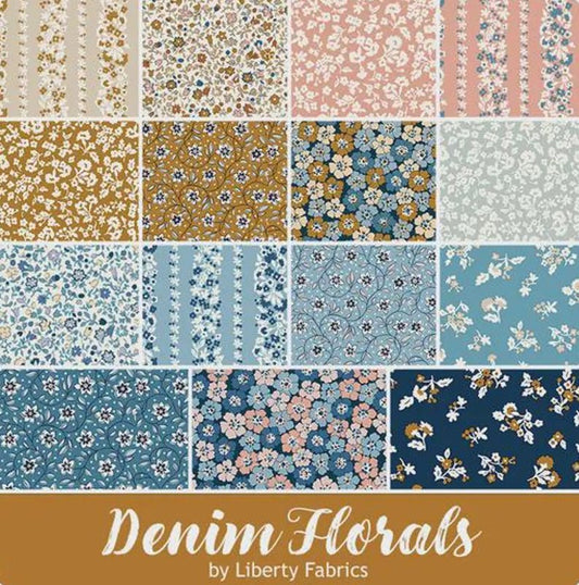 Liberty Denim Florals - 10 in Stacker - 42 pc - Everything Fabric