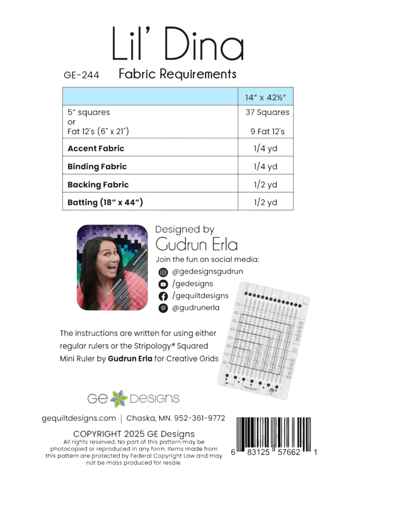Lil' Dina Pattern - Everything Fabric