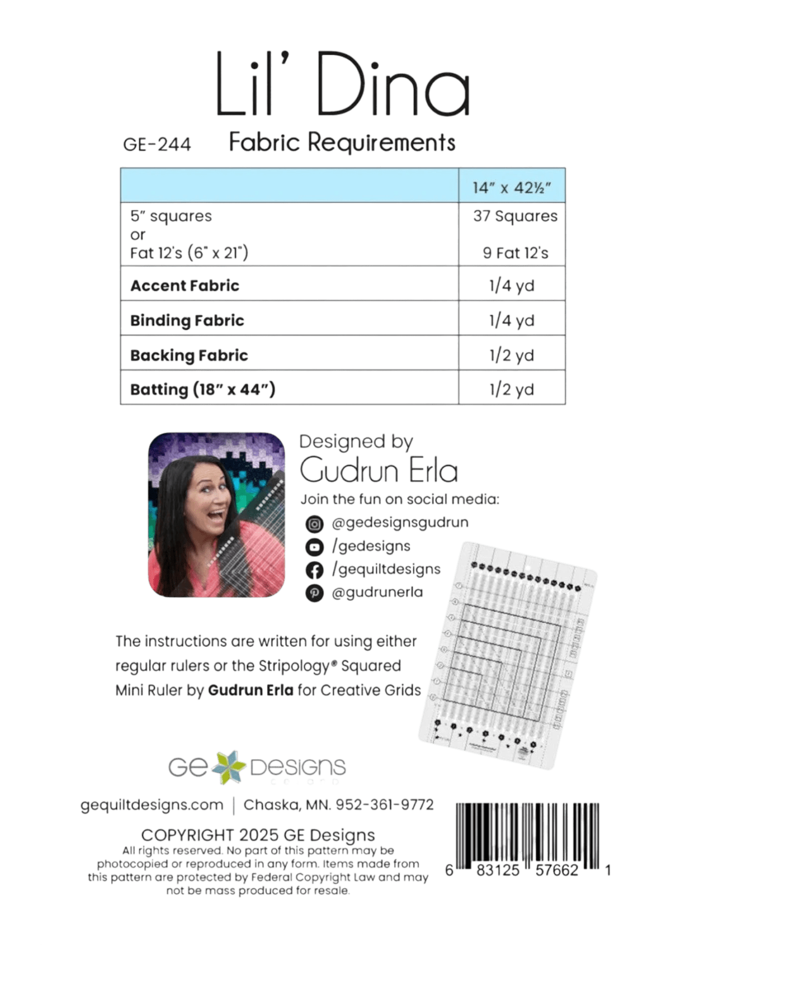 Lil' Dina Pattern - Everything Fabric