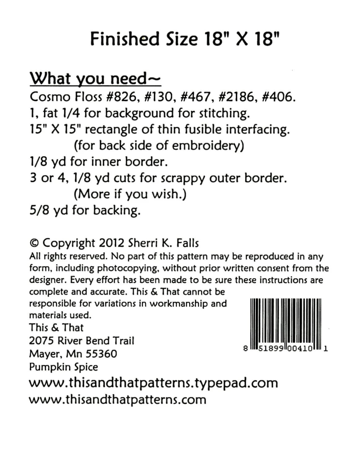 Little Scraps - Pumpkin Spice Table Topper Pattern - Everything Fabric
