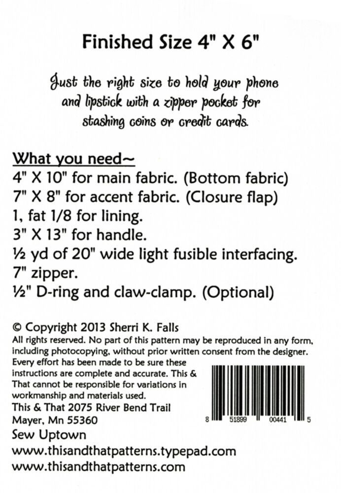 Little Scraps - Sew Uptown Bag Pattern - Everything Fabric