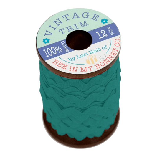 Lori Holt Gentler Times 10 mm Vintage Rick Rack COZY TEAL - Everything Fabric