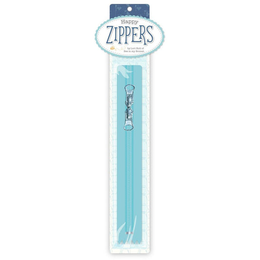 Lori Holt Happy Zippers 406 mm Aqua - Everything Fabric