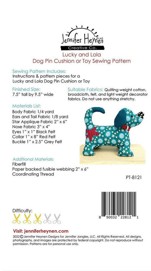 Lucky and Lola Dog Pincushion or Toy Pattern - Everything Fabric