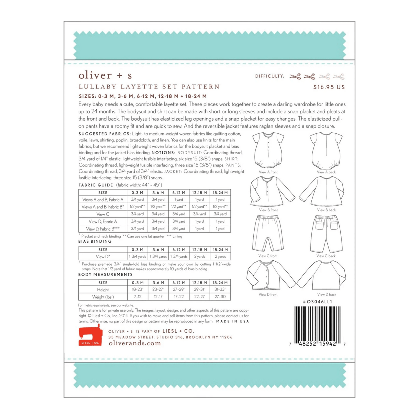Lullaby Layette Set 0-24M Pattern - Everything Fabric