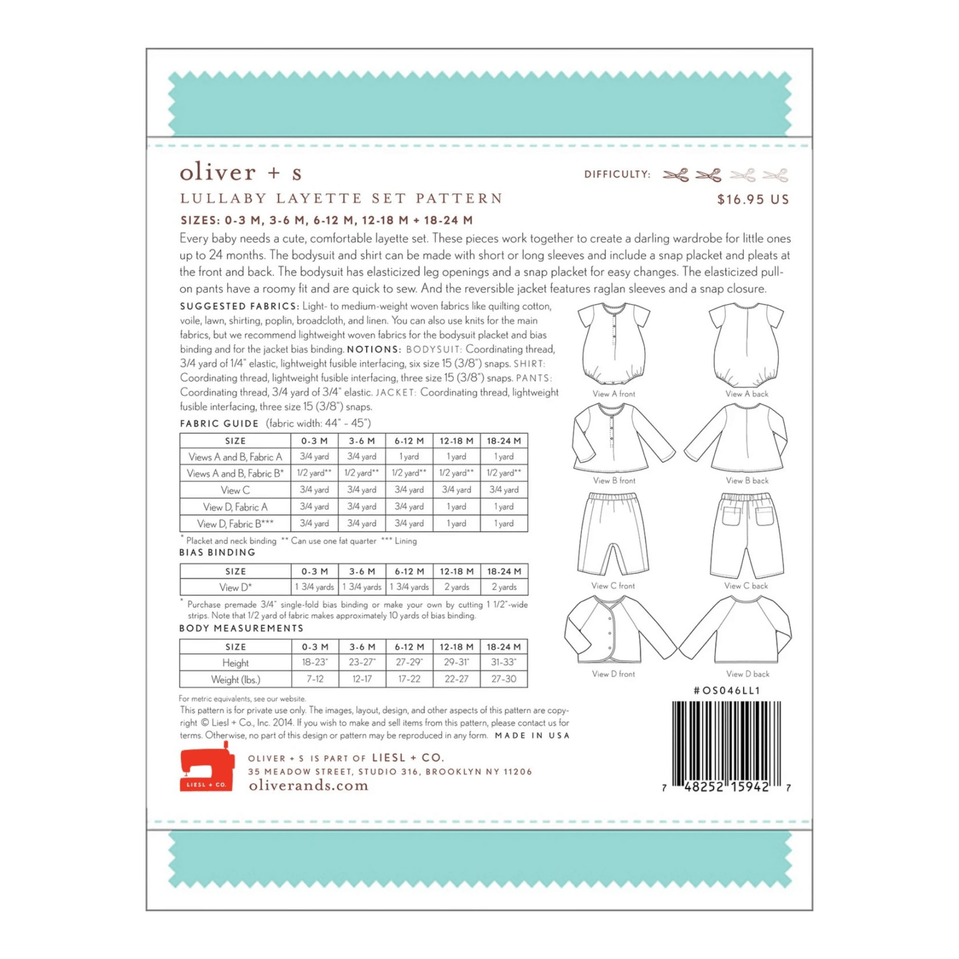 Lullaby Layette Set 0-24M Pattern - Everything Fabric