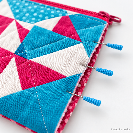 Project illustration for Taylor Seville Magic Pins Quilting Fine. Fabric and project materials are not supplied.
