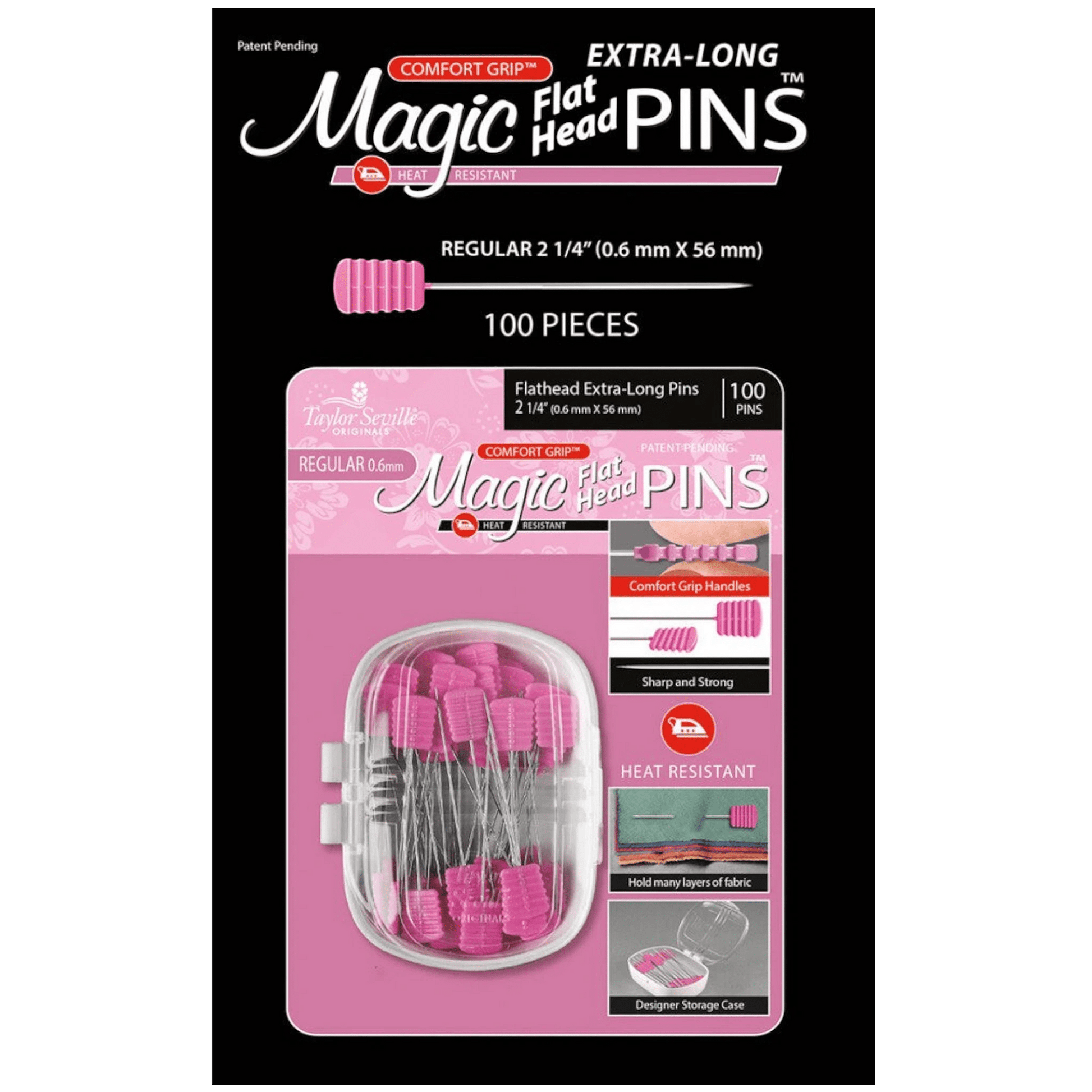 Magic Pins Flathead Extra Long Regular 0.6 mm 100pc - Everything Fabric