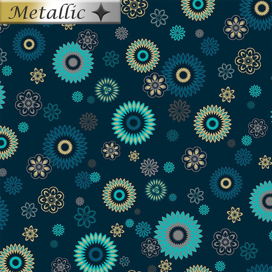 Magnificent Peacock - Fancy Medallion Dark Teal - Everything Fabric