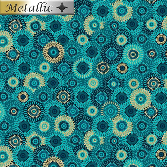 Magnificent Peacock - Fancy Medallion Teal - Everything Fabric