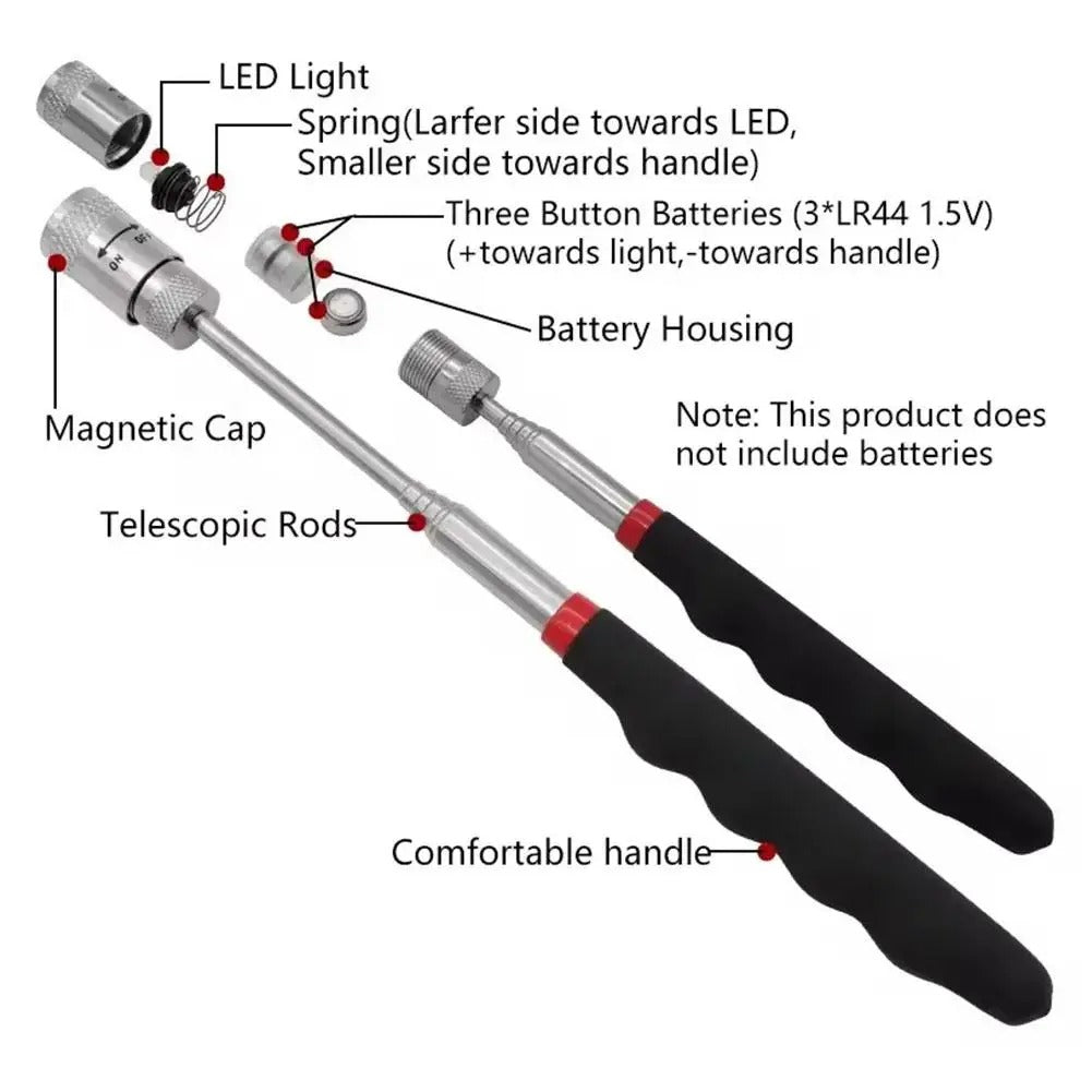 Magnetic Extendable Heavy Duty Pick-it-up Tool - With Light